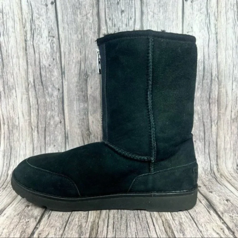UGG Classic Short Zip Phillip Lim Black Suede Sheepskin Boots Women's Size 9.5 - Picture 7 of 8